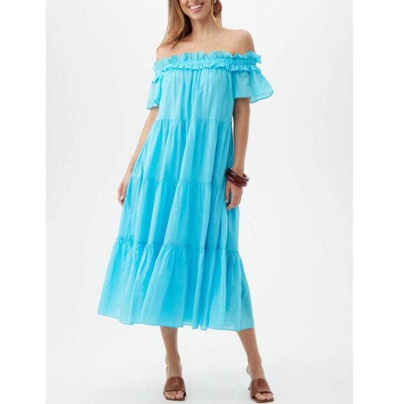 Trina Turk 'Cattleya 2' Off-The-Shoulder Cotton Midi-Dress, Clearwater Blue - Picture 1 of 3